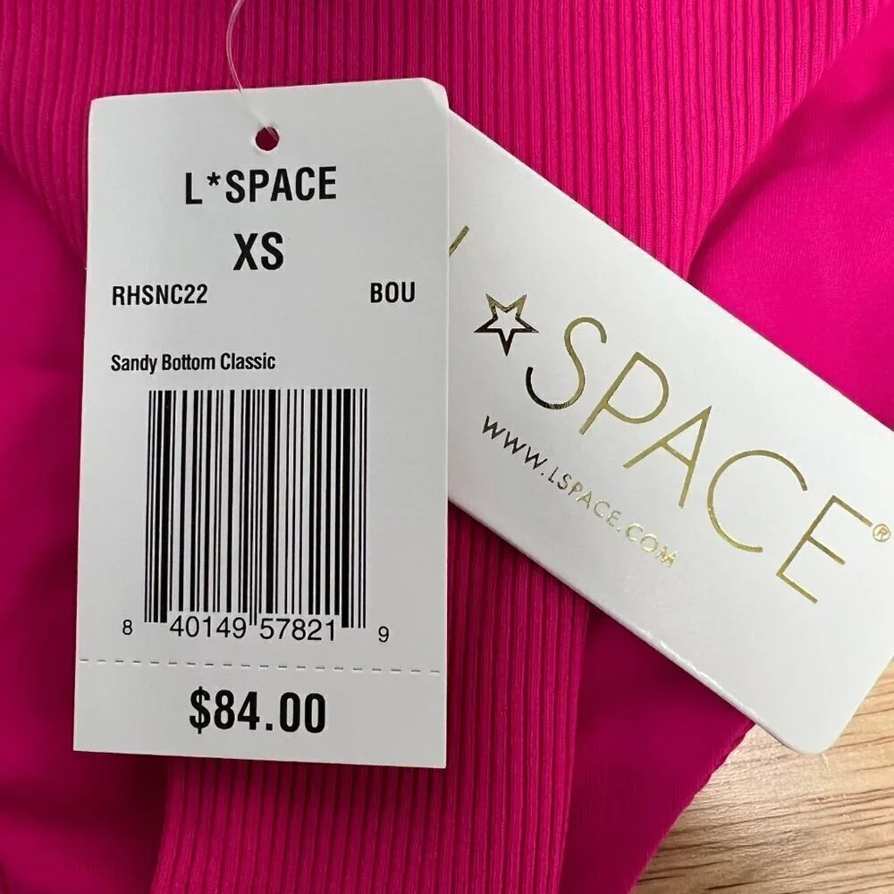 L*Space Women’s Sandy Bikini Bottom Classic Fuchsia Ribbed Sz XS New